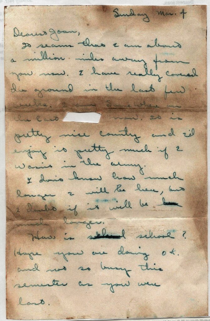 WWII letter with Censor cut.